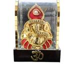 GA501- Golden Ceramic Red Ganesha Decorative Idol For Home,Temple Dustproof Glass Case