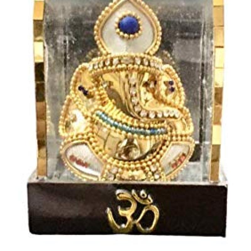 GA 511- Gold Ganesha Decorative Idol For Home,Temple Dustproof Glass Case